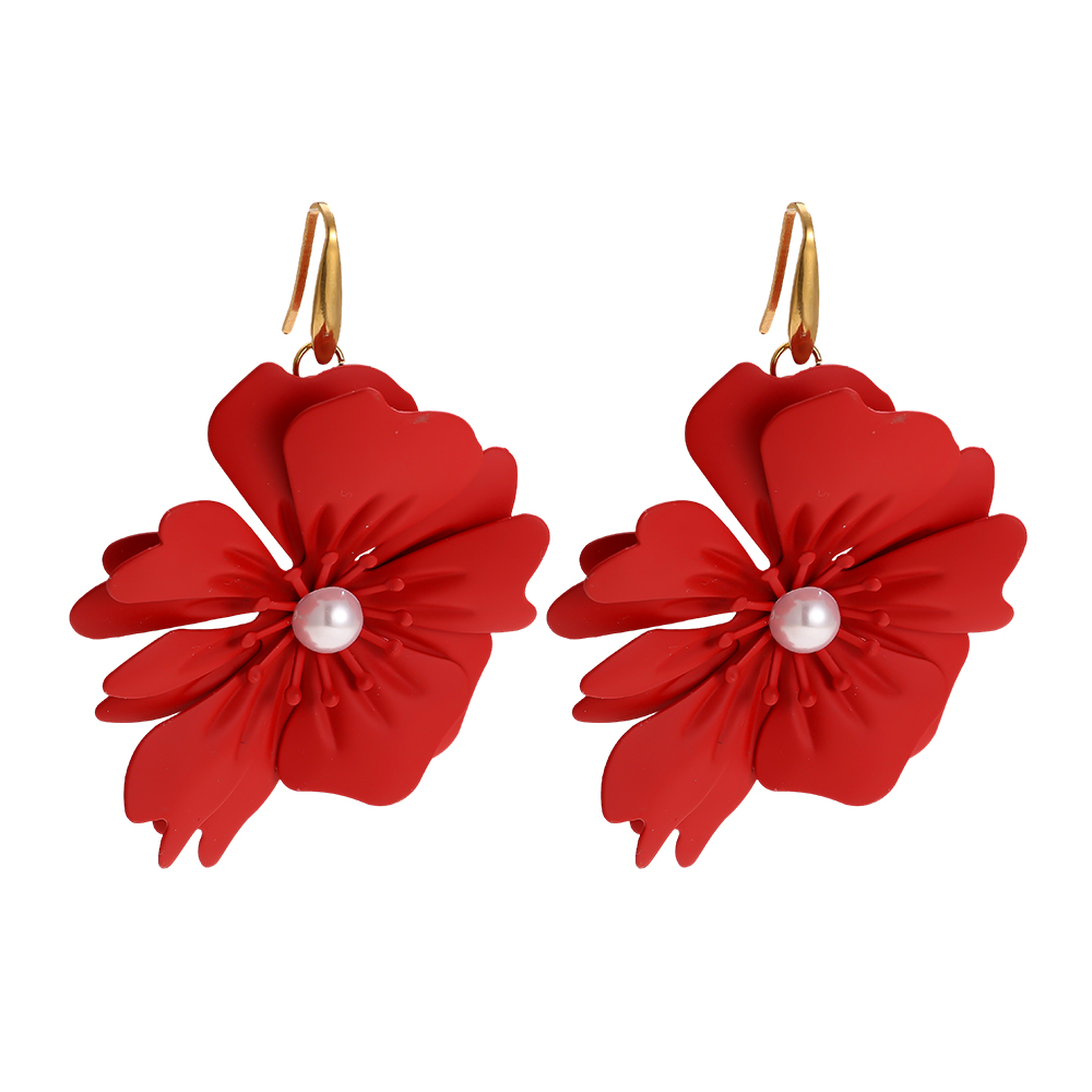 Ohrringe 70mm Rot Blume 