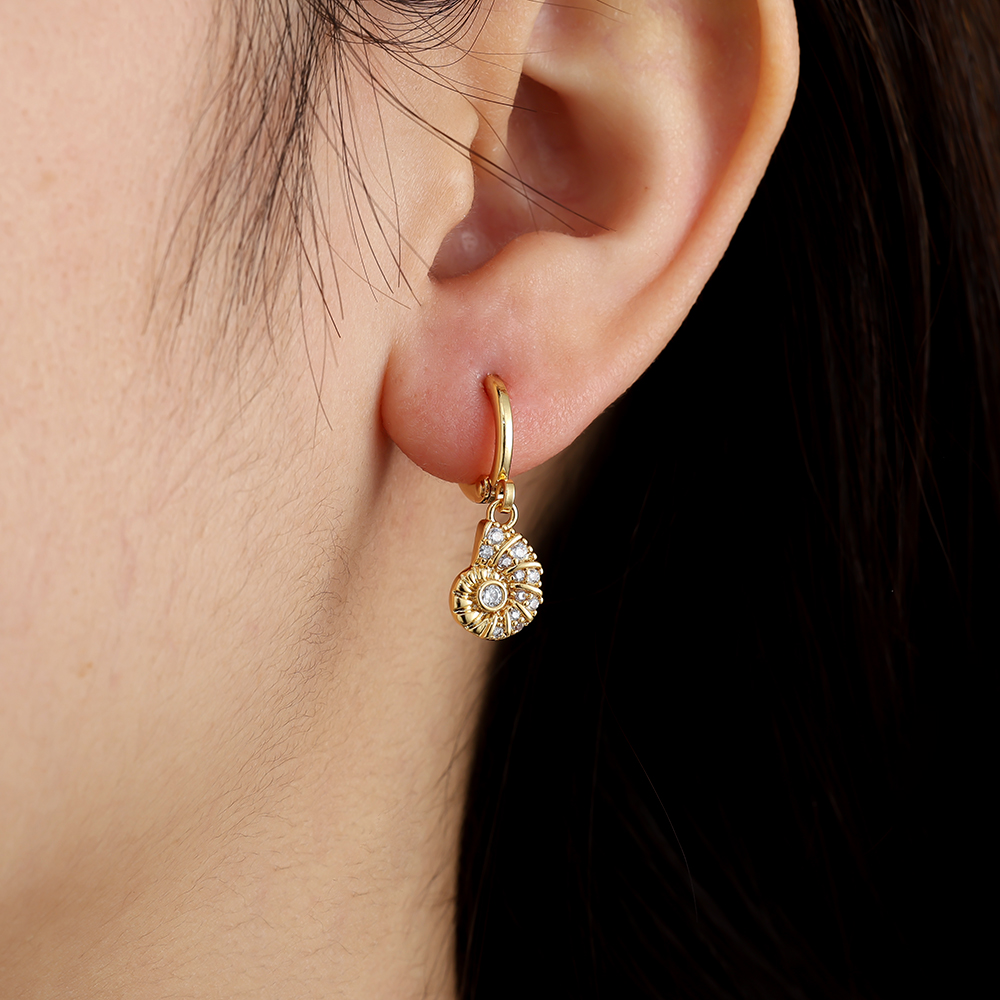 25mm Cute Conch Diamond Vergoldete Ohrringe