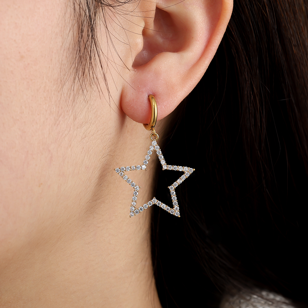 40mm Diamond Star Edelstahl Ohrringe
