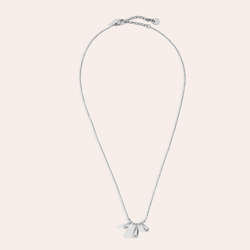 Edelstahl Halskette 40cm Three Drops In Thin Chain