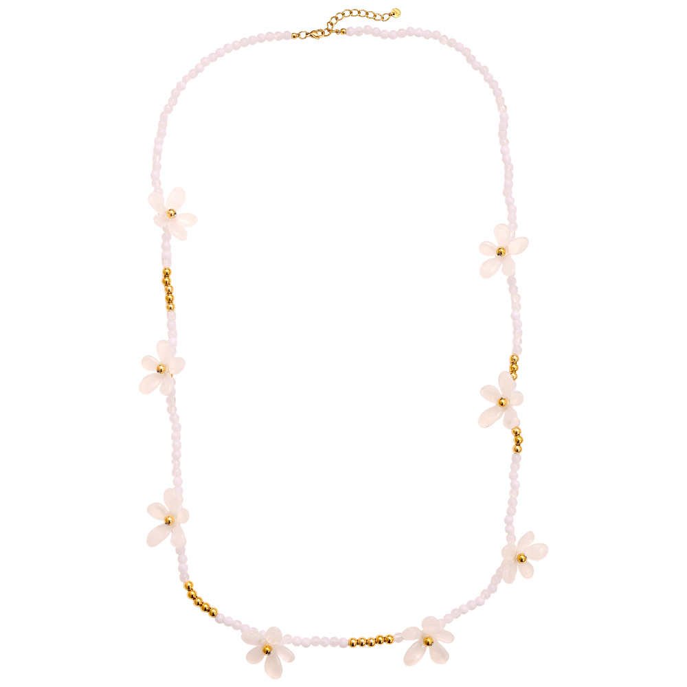 105cm Pretty Resin Flower Edelstahl Halsketten  