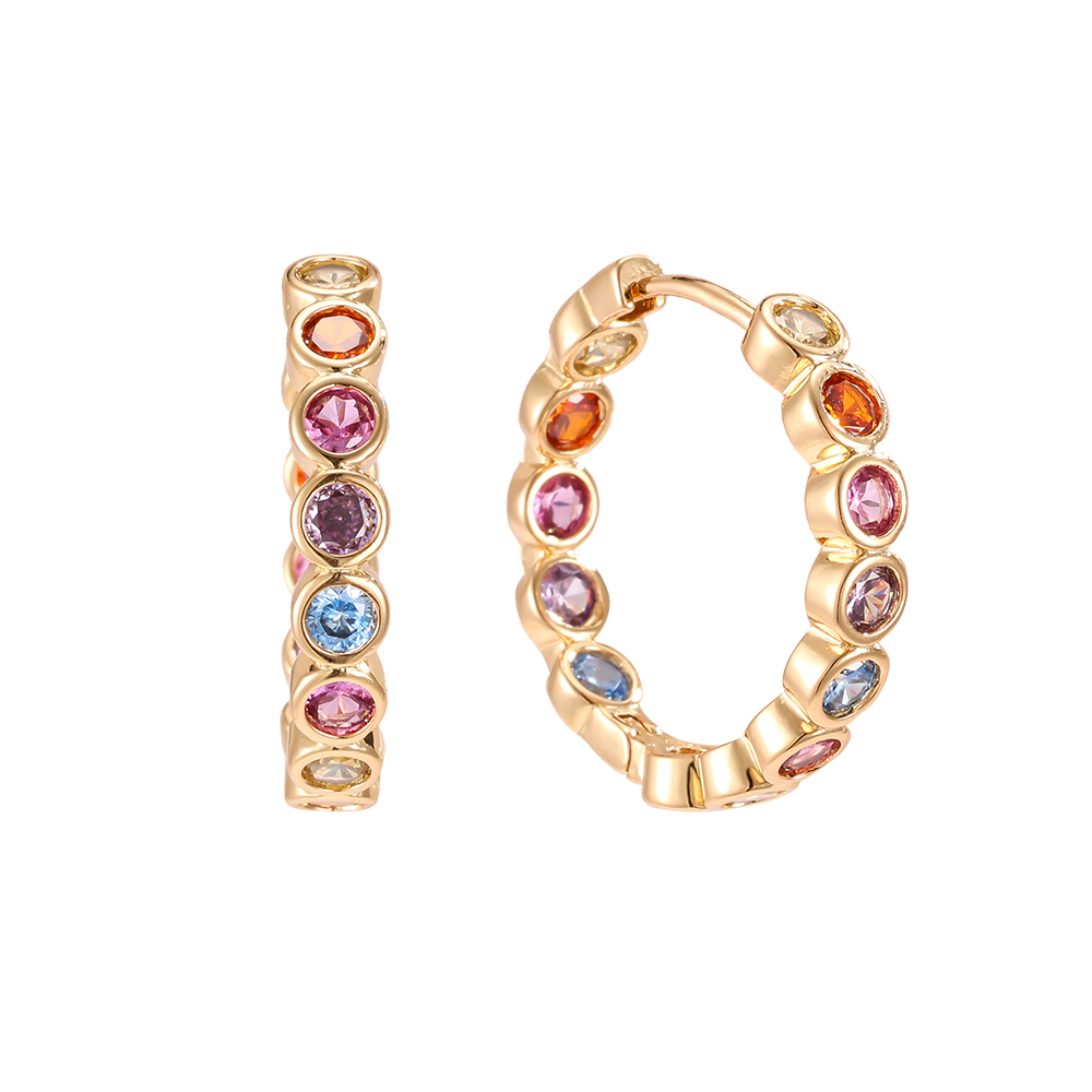 Vergoldete Ohrringe 24mm Zirkonia Creolen 
