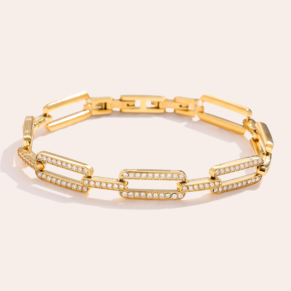18cm Diamond Long Cube Edelstahl Armkette    