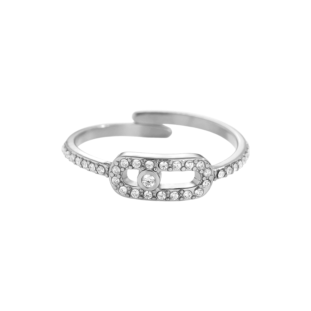 Diamond Cube Eye Edelstahl Ring     