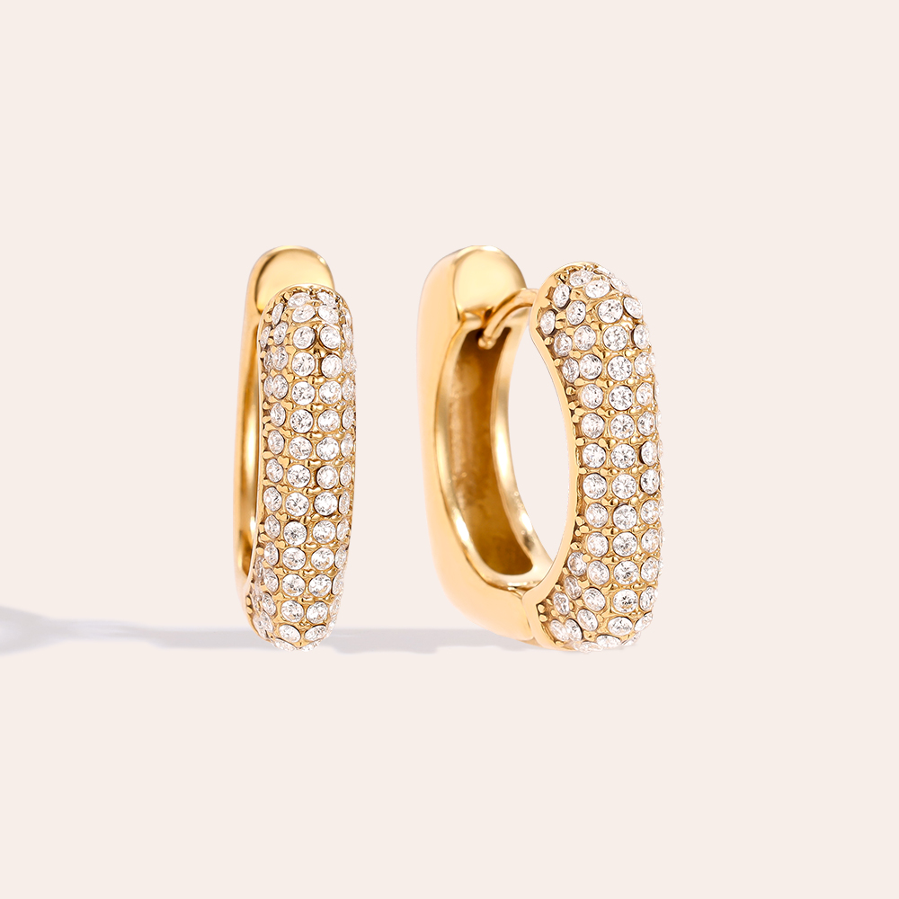 2cm Diamond Cube Hoop Edelstahl Ohrringe    