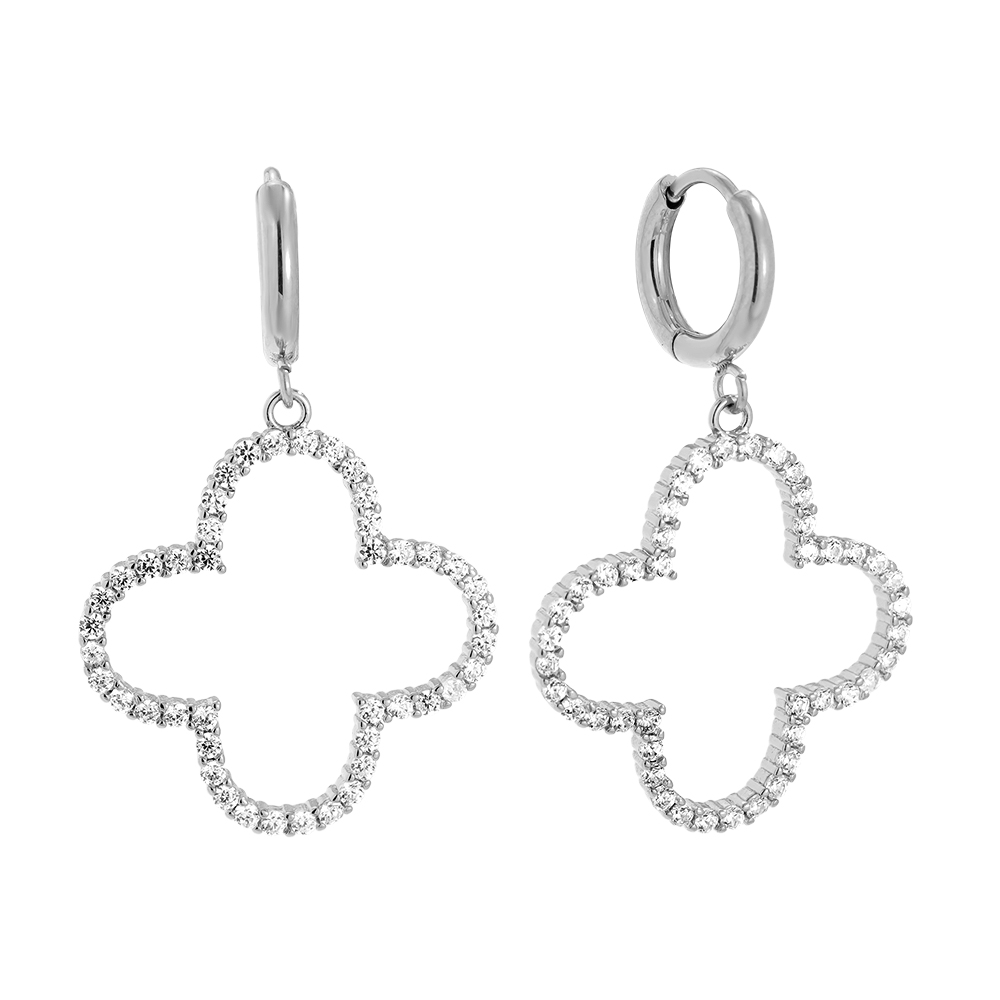 40mm Diamond Clover Edelstahl Ohrringe  