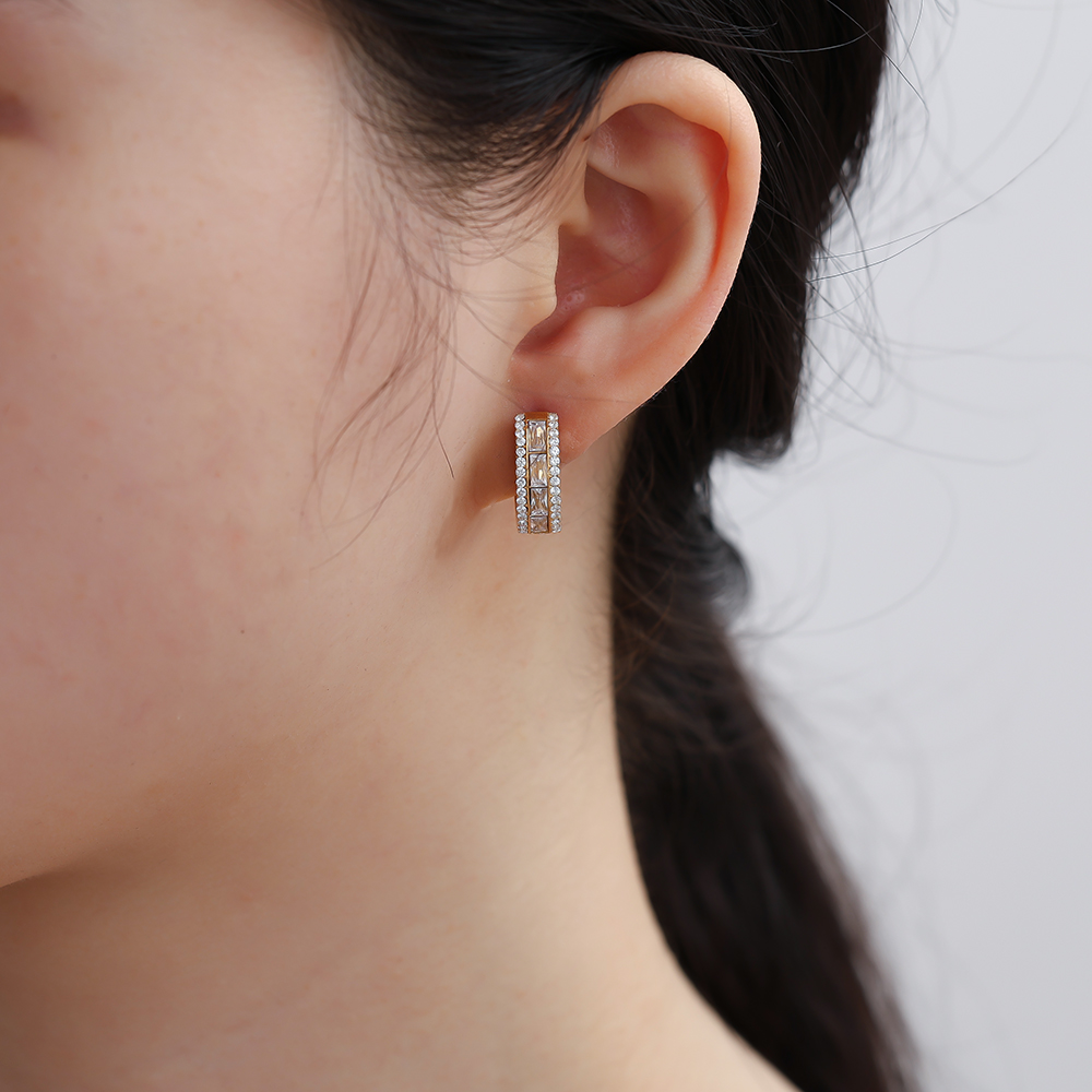 12mm Diamond Vintage Hoop Edelstahl Ohrringe    