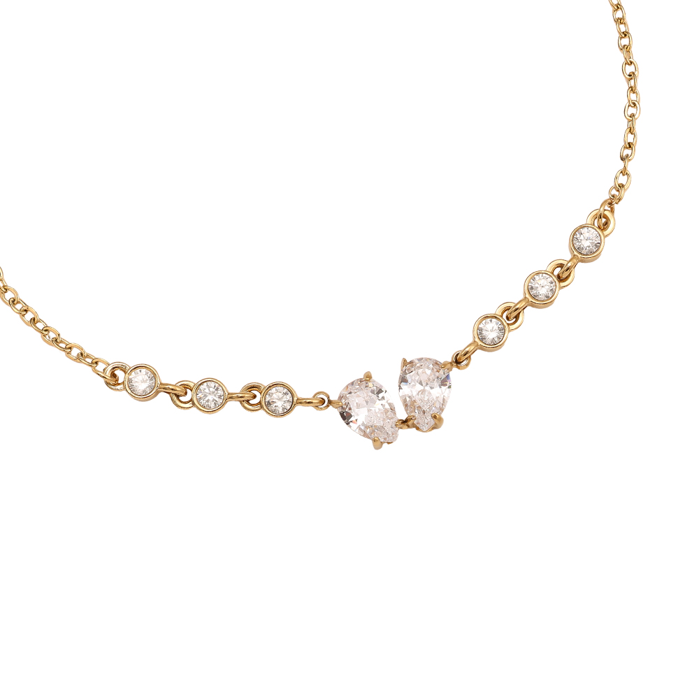 16cm Fancy Sparkling Diamond Edelstahl Armkette     