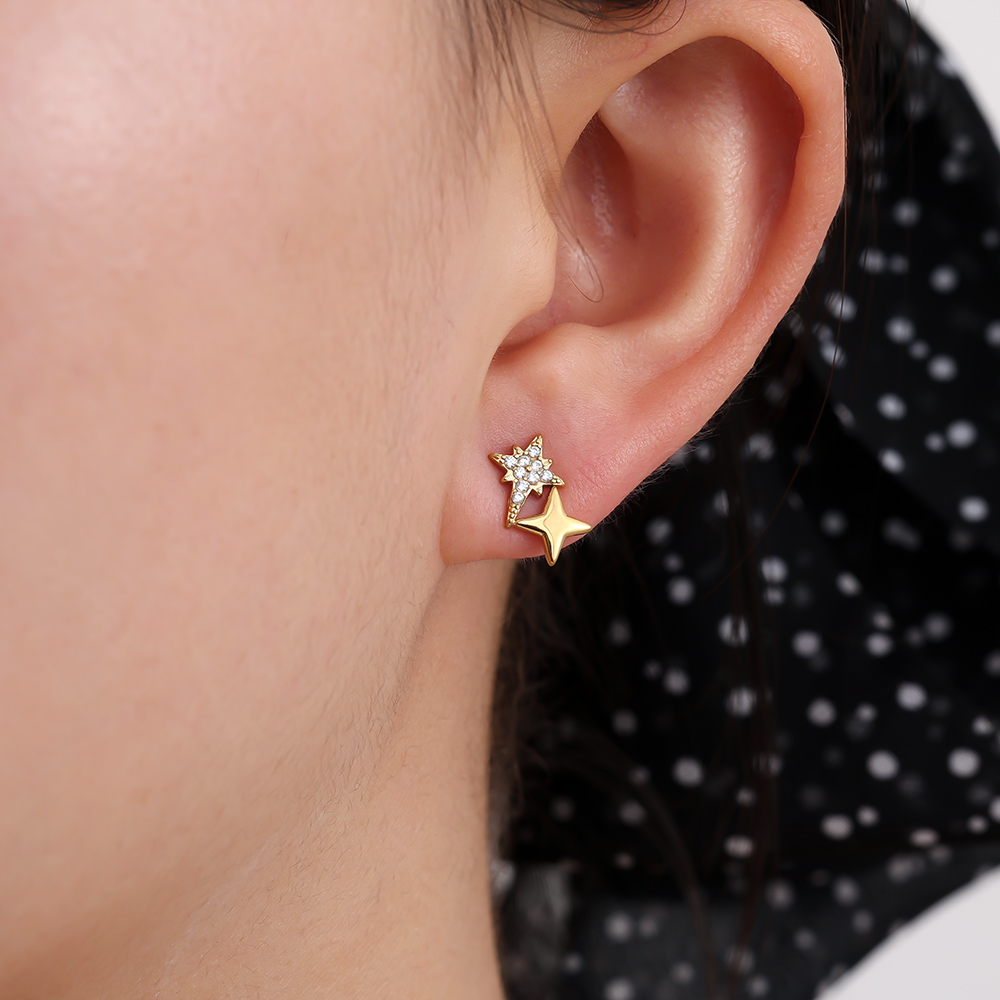 Edelstahl Ohrringe 10mm Sparkling Diamond Star