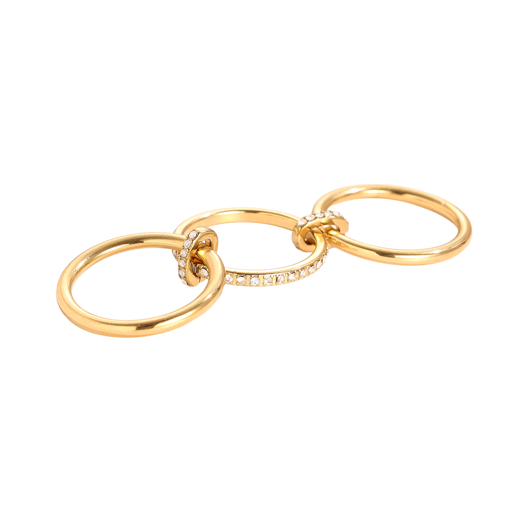 Three Layer Gold Ring Set With Lock Edelstahl Ring      