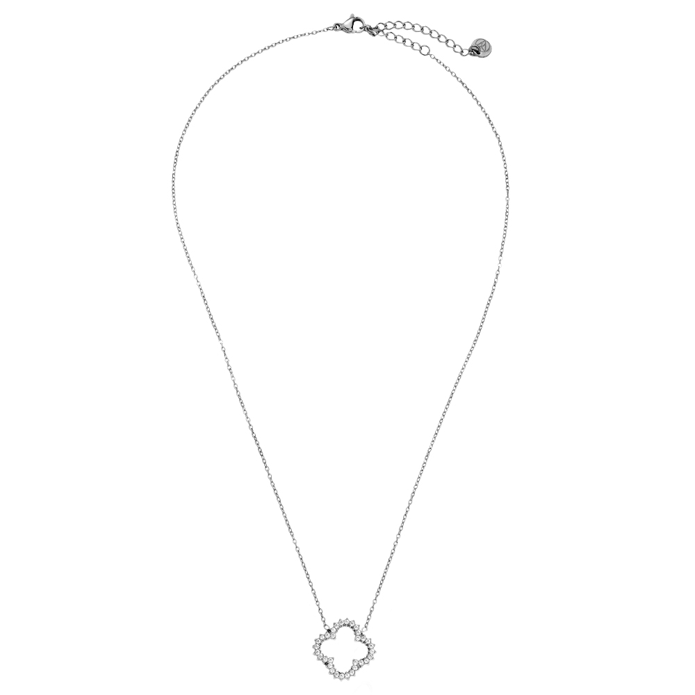 40cm Hollow Diamond Lucky Flower Edelstahl Halskette    