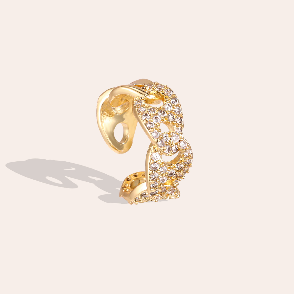 Vergoldete Ear-cuffs 15mm Zirkonia Schweinenase