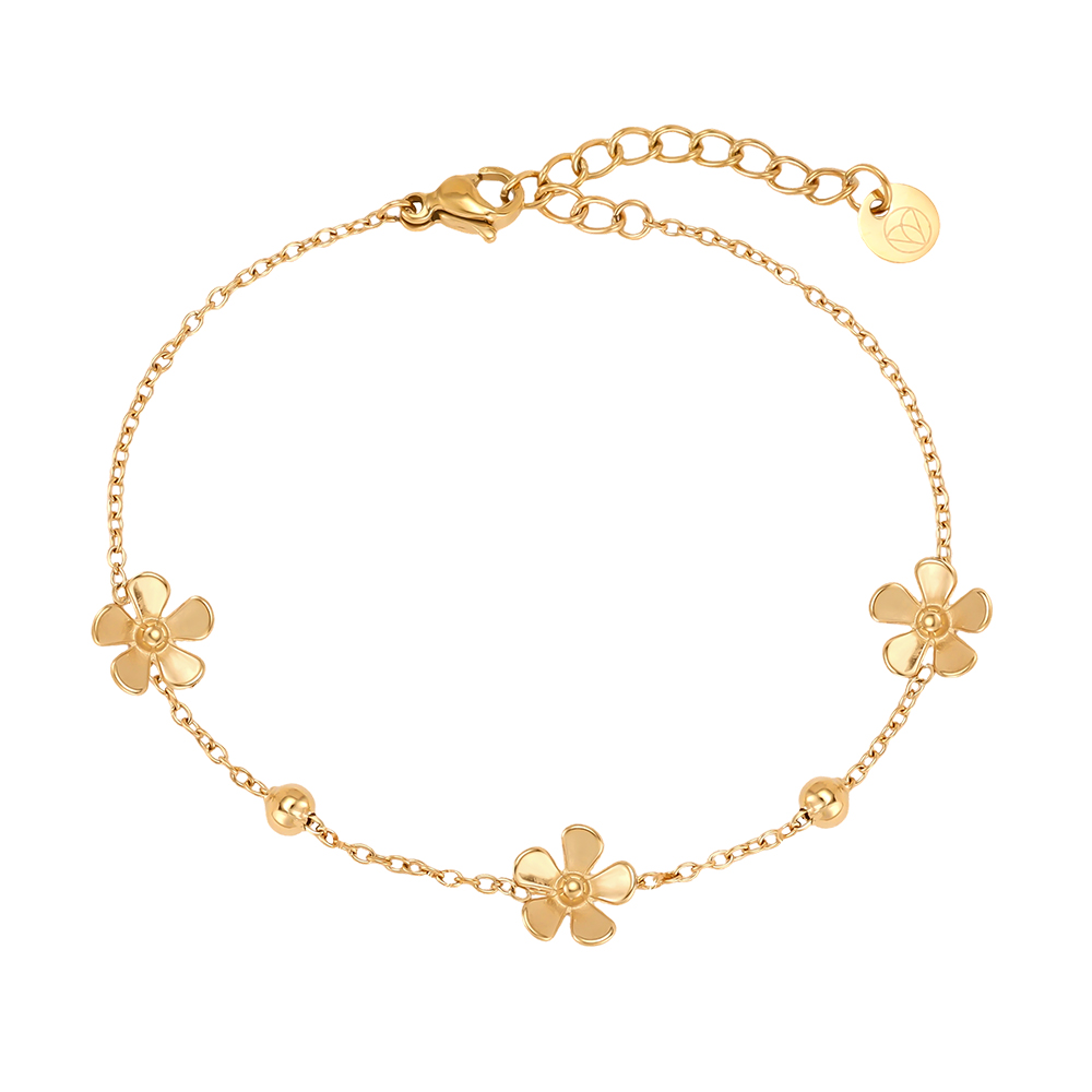 Edelstahl Armband 17cm drei Blumen