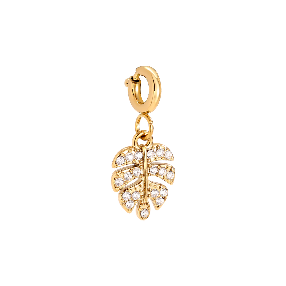 19mm Spring Clasp Diamond Leaf Edelstahl Pendant     