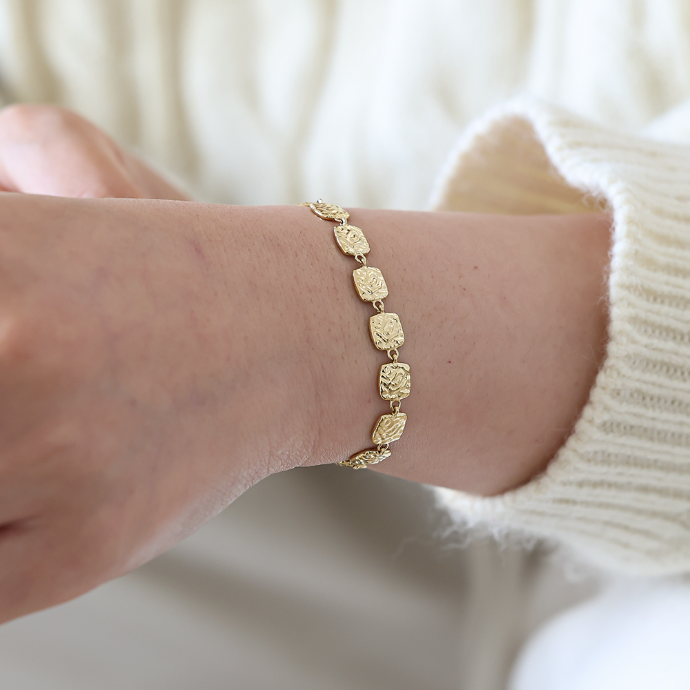 17cm unregelmäßige Quadrate Edelstahl Armband     