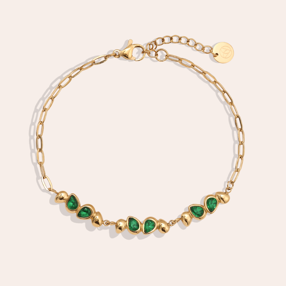 Edelstahl Armkette 17cm Nice Green Diamond