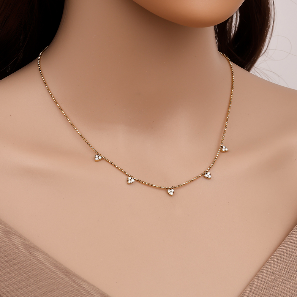 Edelstahl Halskette 39cm Diamond Dots