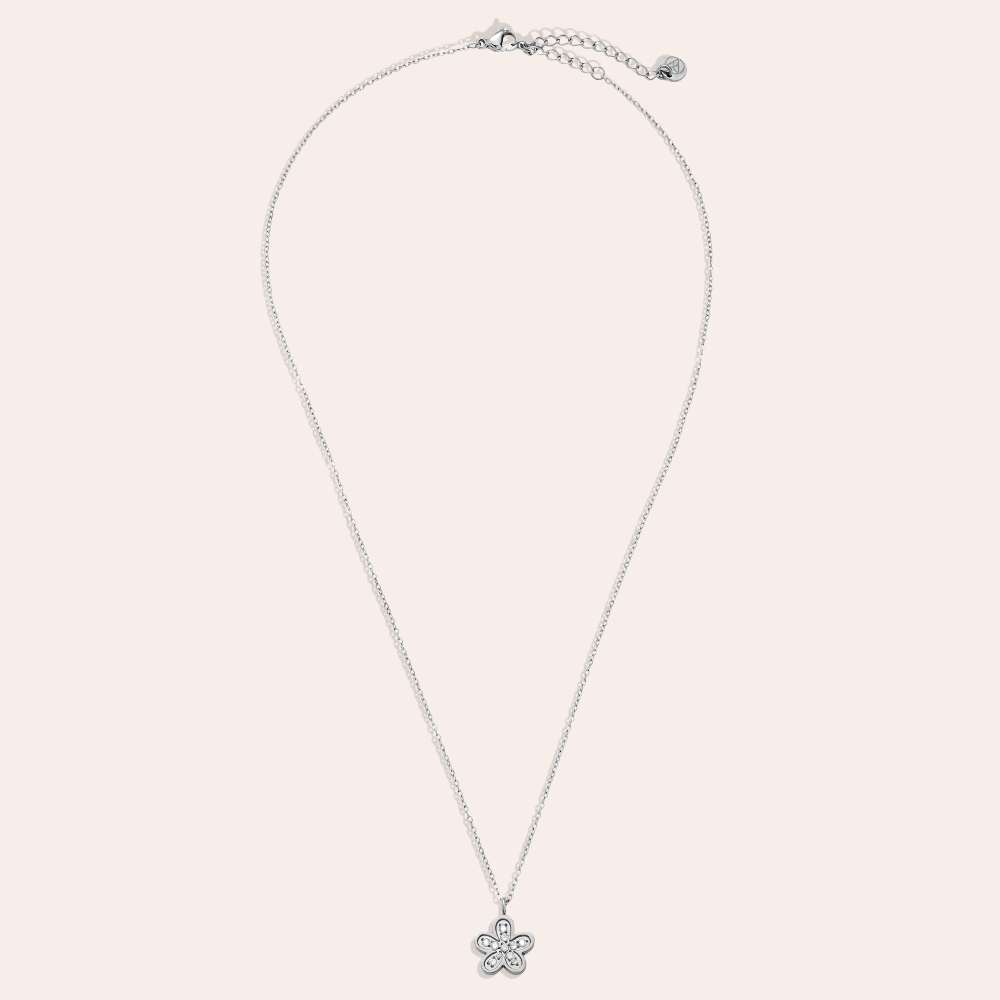 40cm Sweet Diamond Flower Edelstahl Halskette  