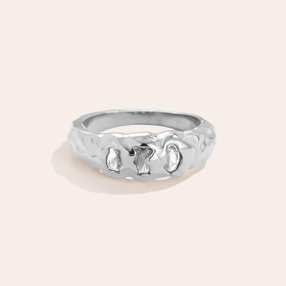 Three Diamonds Edelstahl Ring        