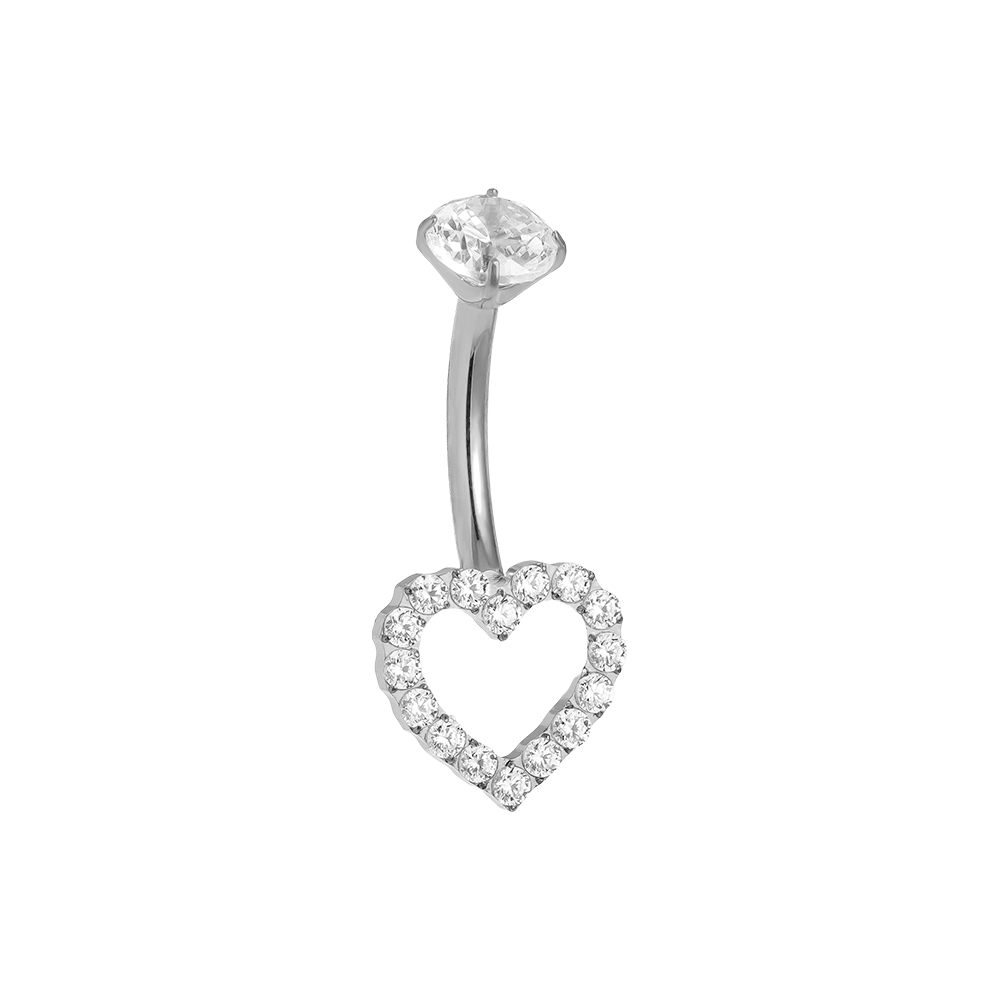 1.6*10mm Diamond Heart Titanium Belly Piercing  