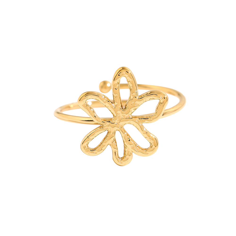 Doodle Flower Edelstahl Ring     