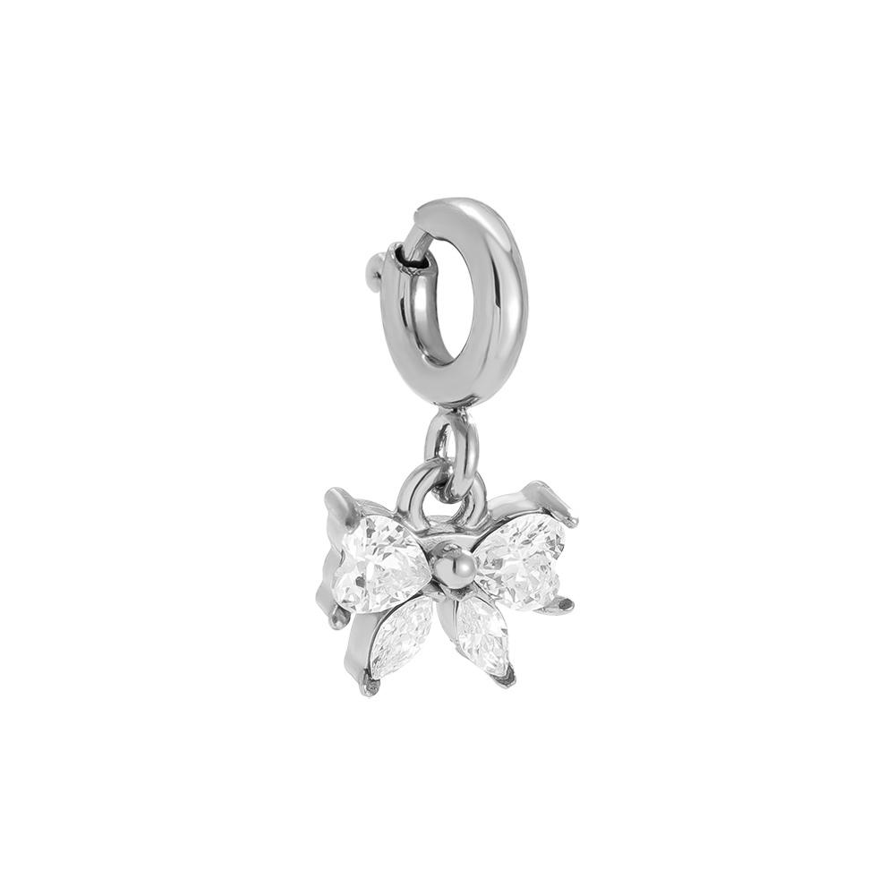 7.9mm Spring Clasp Diamond Bowtie Edelstahl Pendant    