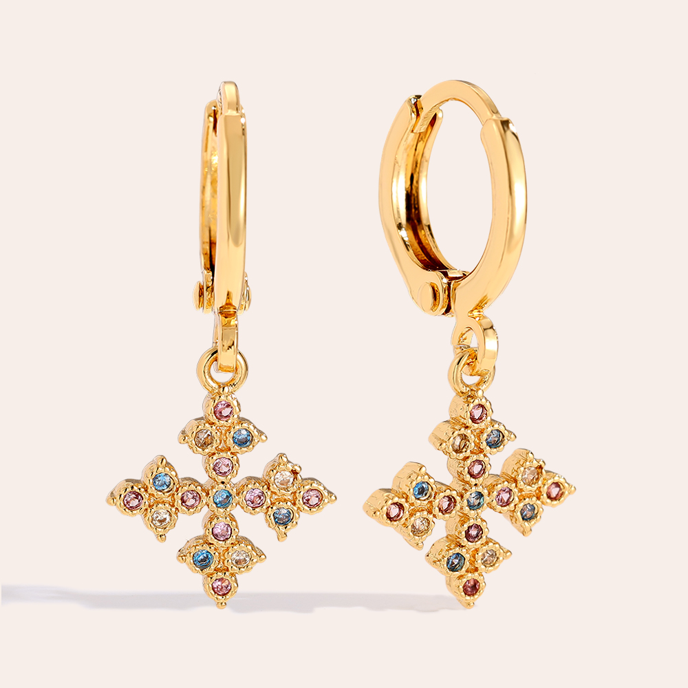 2.6cm Diamond Cross Vergoldete Ohrringe      