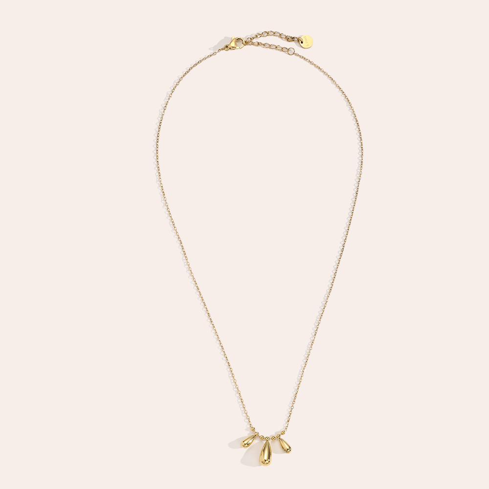 Edelstahl Halskette 40cm Three Drops In Thin Chain