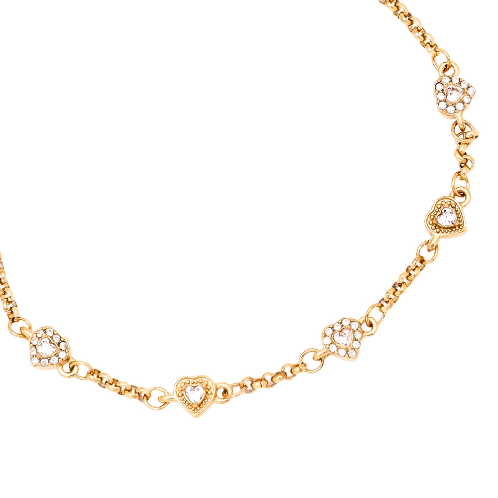 Edelstahl Armkette 17cm Multi Diamond Hearts