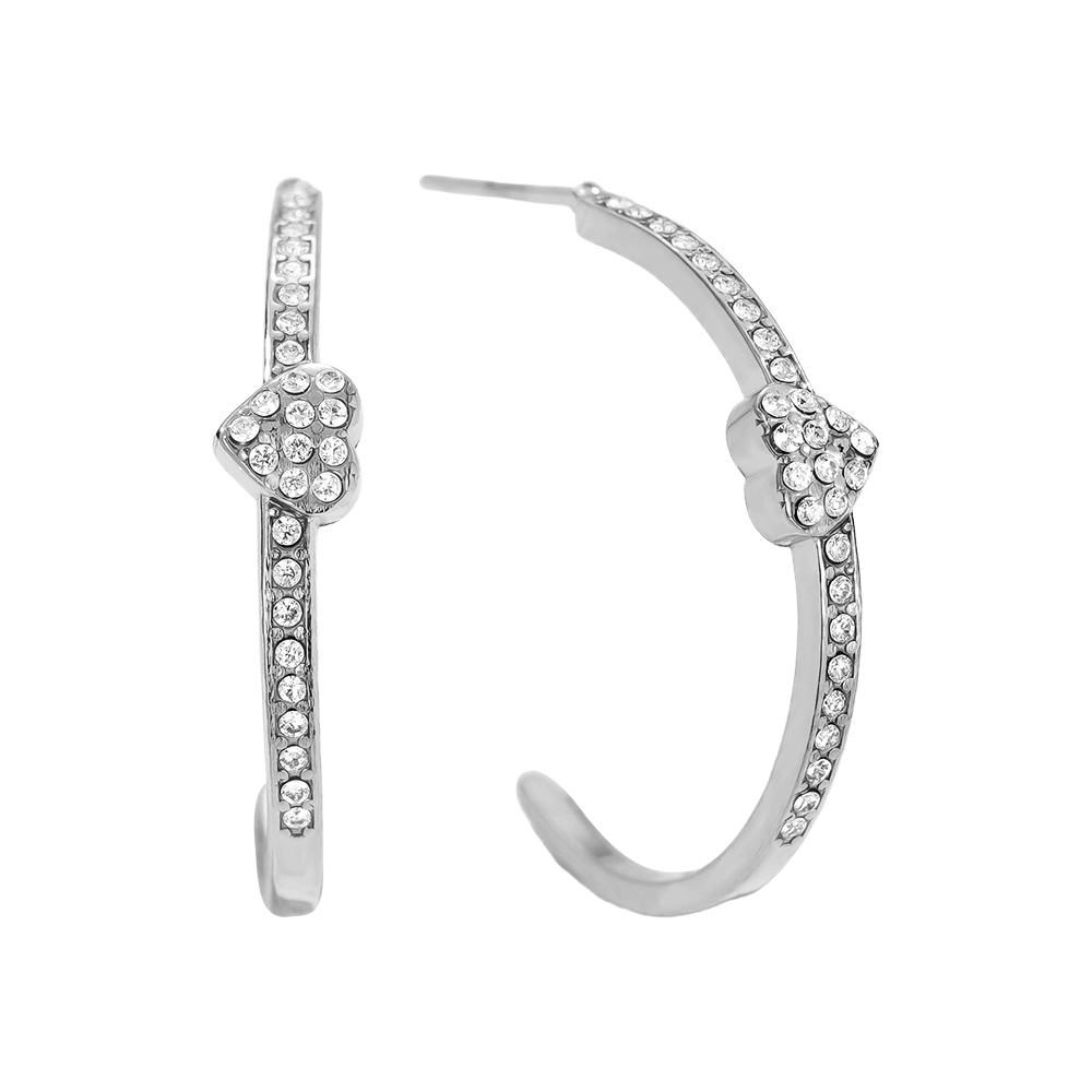 2cm Heart In Diamond Hoop Edelstahl Ohrringe          