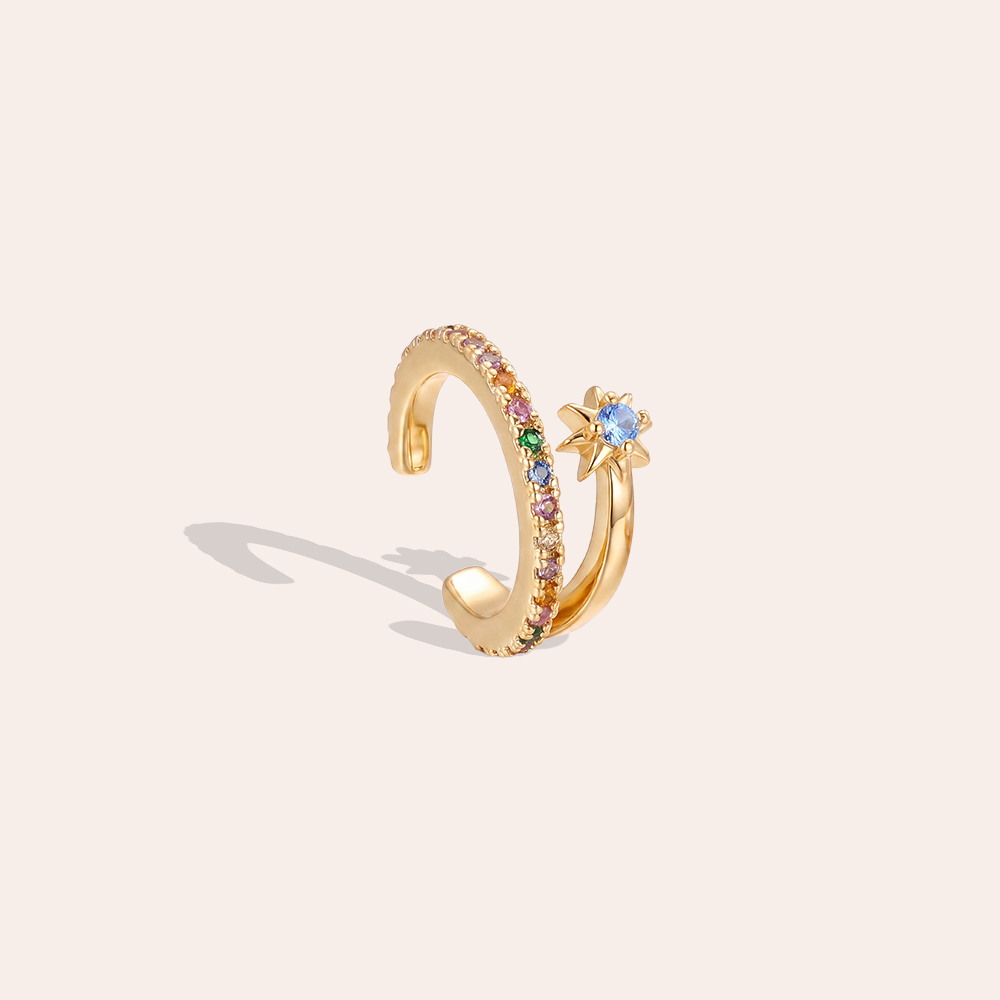 Vergoldete Ear-cuffs 14mm Zirkonia  Kleine Seestern