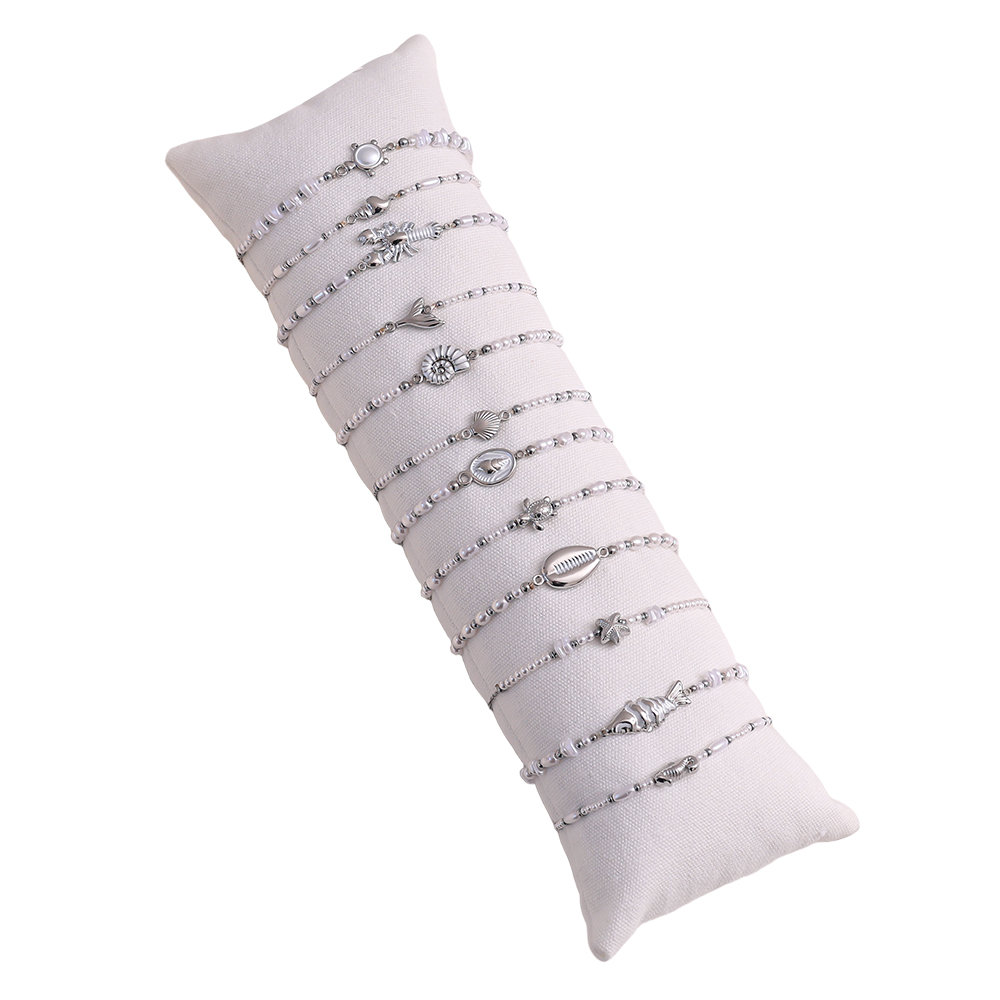 12er 17cm Muschel Perlen Edelstahl Armband Set