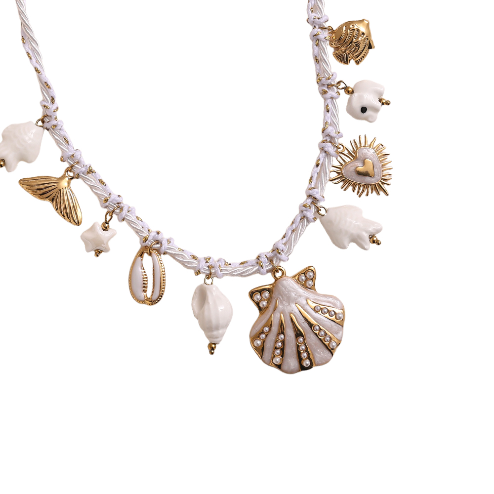 40cm weißer Ozean-Stil Edelstahl Halskette       