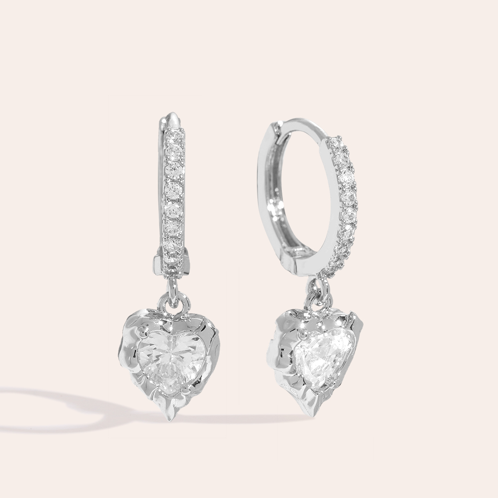 Vintage Diamond Heart Vergoldete Ohrringe 
