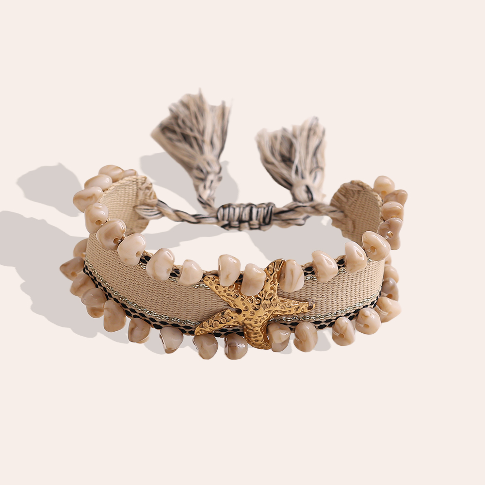 Seestern auf einem Polyesterbeutel Edelstahl Armband   