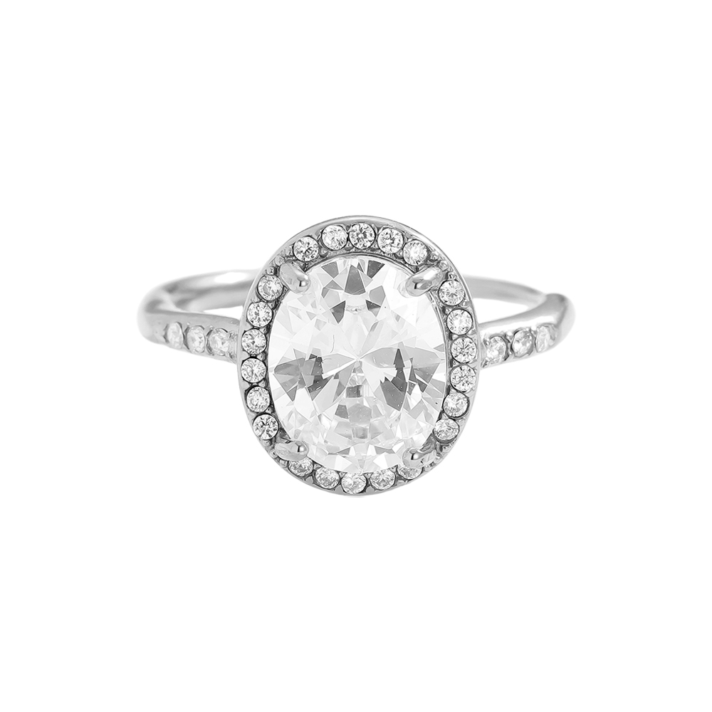 Big Oval Diamond Edelstahl Ring   