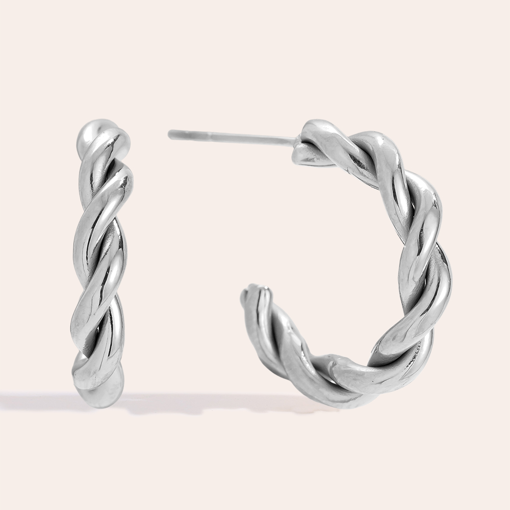 20mm Fine Twist Hoop Edelstahl Ohrringe     