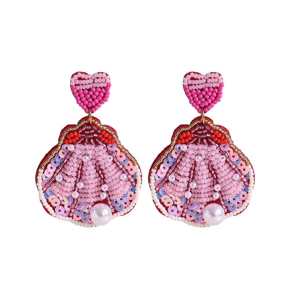 7cm Reisperle Muschel Edelstahl Ohrringe    