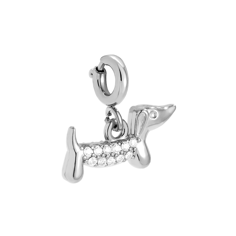 14mm Spring Clasp Little Diamond Dog Edelstahl Pendant    