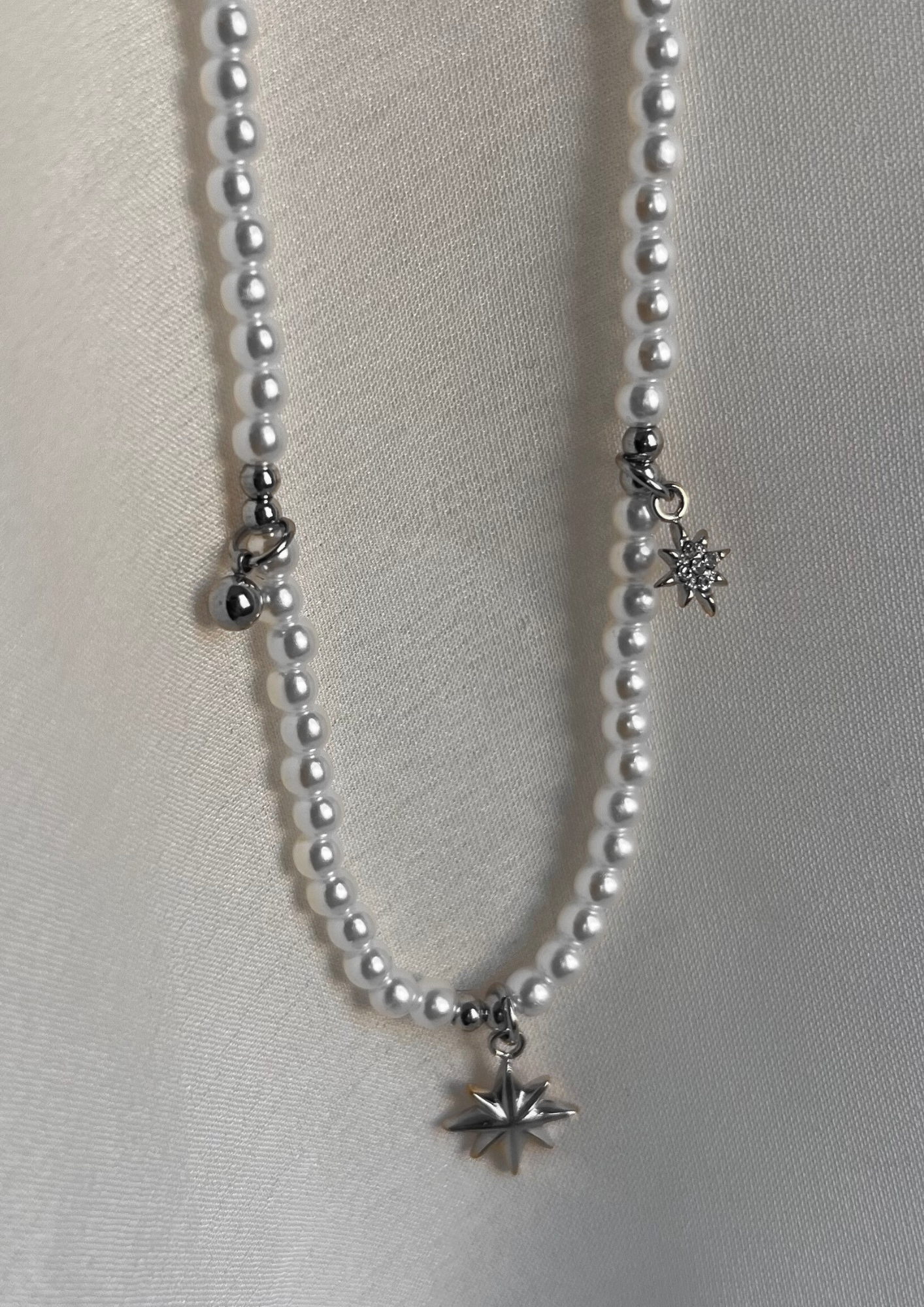 40cm Pearl Star Diamond Edelstahl Halskette