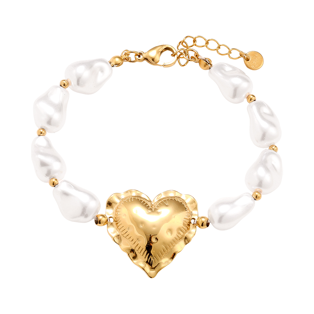 18cm Great Heart In Pearl Chain Edelstahl Armkette      