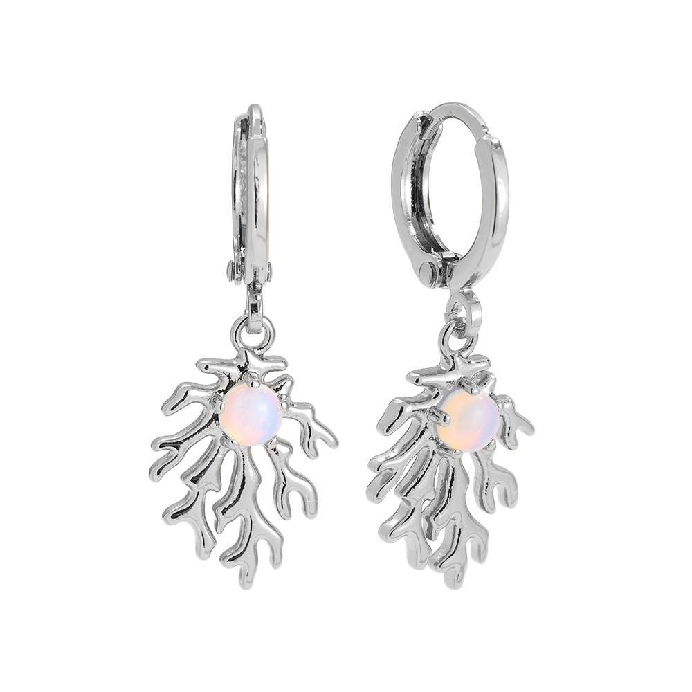 3.1cm Coral And Natural Stone Vergoldete Ohrringe    