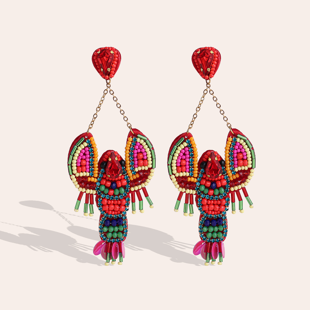 11cm Reisperle Hummer Edelstahl Ohrringe   