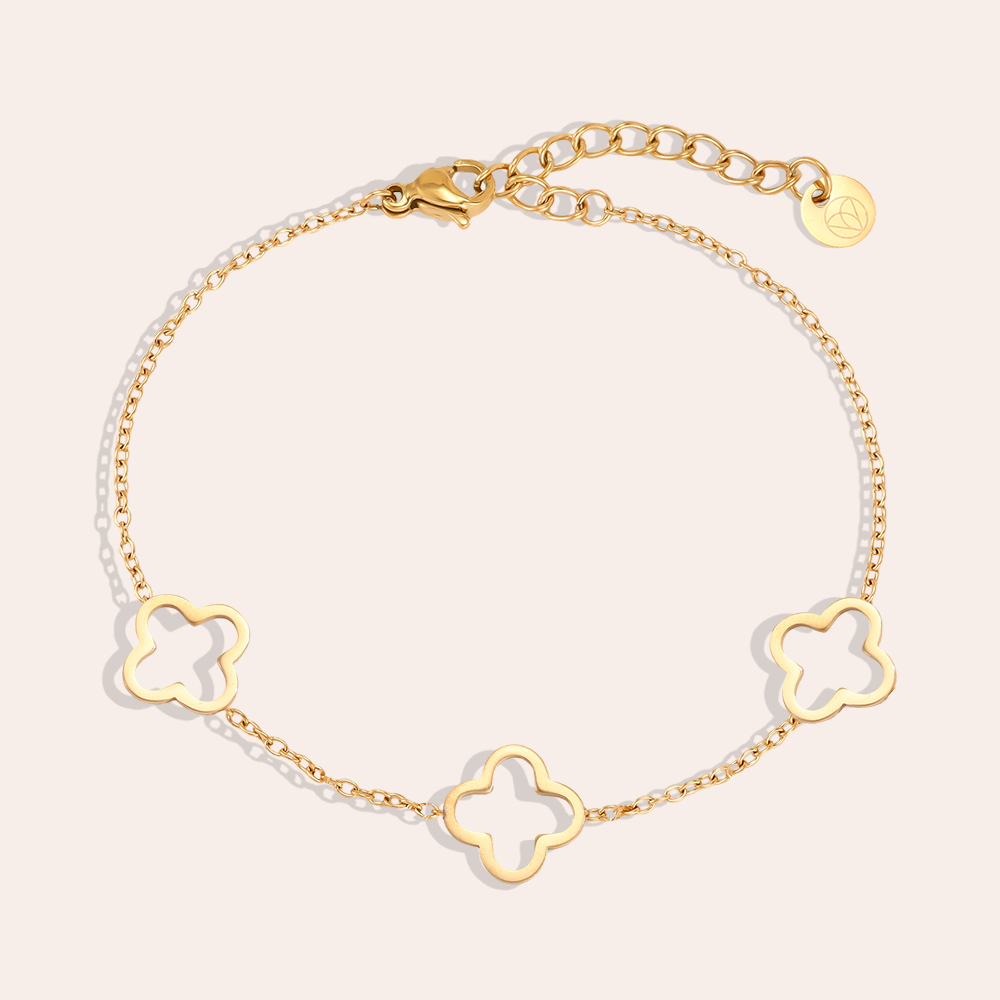 Edelstahl Armband 17cm schlichtes Kleeblatt