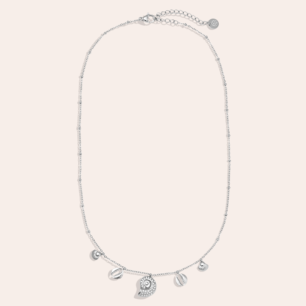 40cm Strass Schnecke und kleine Muschel Edelstahl Halskette 