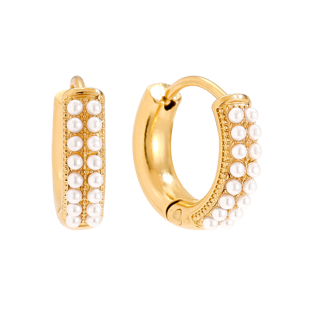 1.4cm Dobble Pearl Line Edelstahl Ohrringe        