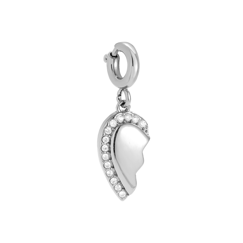12mm Spring Clasp 2 Hearts Edelstahl Pendant 12mm Spring Clasp 2 Hearts Edelstahl Pendant