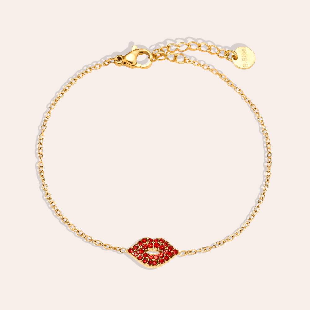 Edelstahl Armkette 17cm Diamond Red Lip