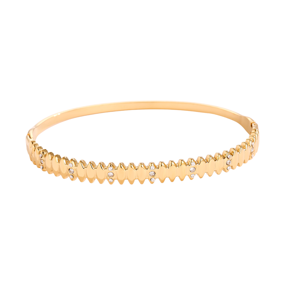 6.5cm Diameter Nice Diamonds Edelstahl Armreif        