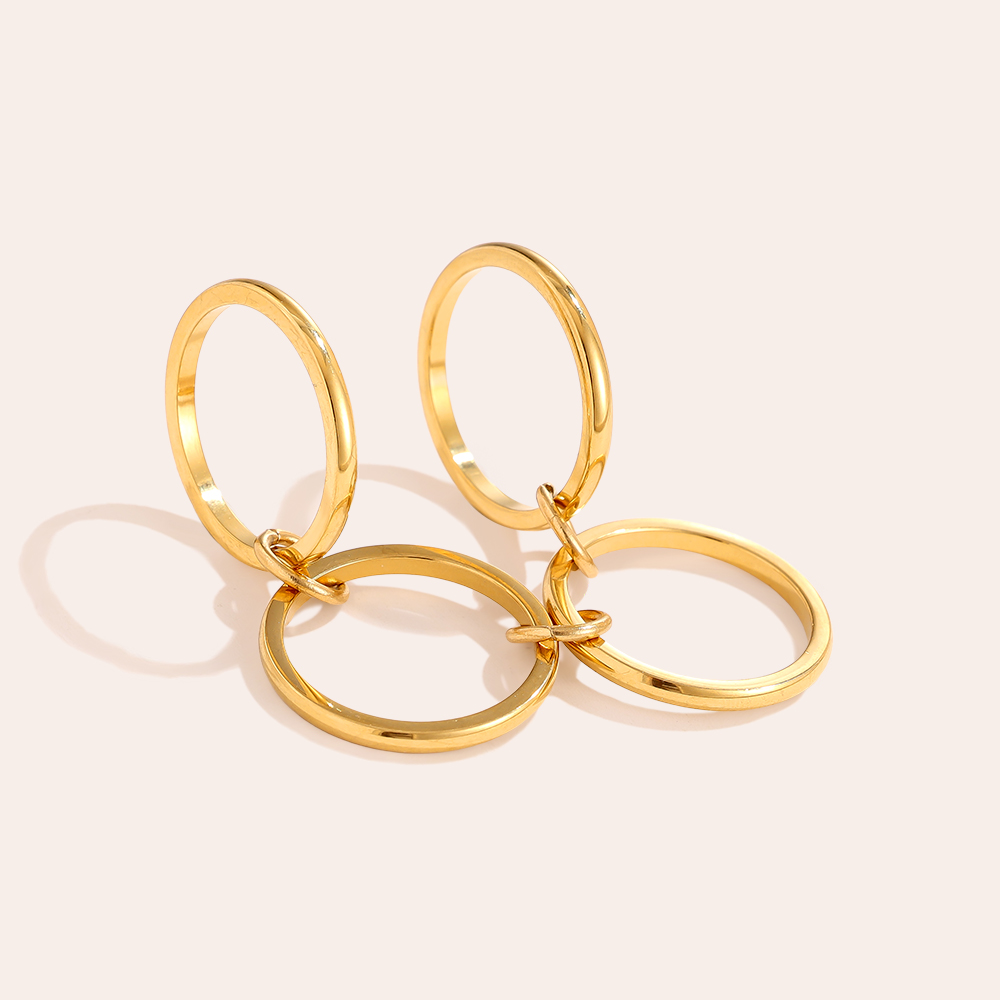 Simple Four Layer Ring Set Edelstahl Ring            